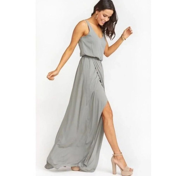 Show Me Your Mumu Womens Kendall Maxi Dress Long Soft Charcoal Crisp Size S NWT - Picture 6 of 16